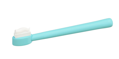 Dental brush with tooth blue paste. 3D render