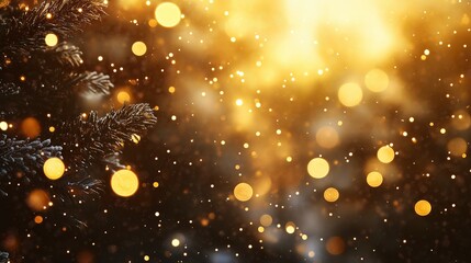 Wall Mural - Golden Christmas bokeh background. gold and black.
