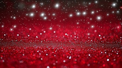 Wall Mural - Red christmas background with snowflakes and bokeh lights