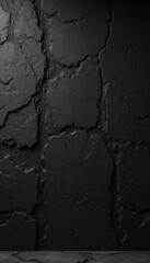 Textured black wall with cracked surfaces, ideal for background and creative projects