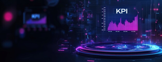 Poster - futuristic kpi dashboard with data visualization and analytics for business performance monitoring