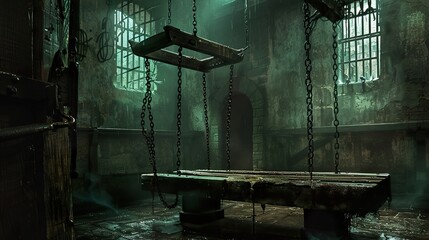 Wall Mural - Dark and Gloomy Dungeon Interior with Chains