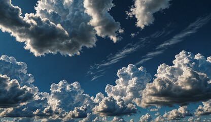 magnificent cloud formations against a deep blue sky on a sunny day.