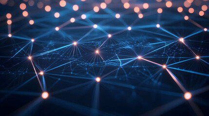 Abstract network connection background with glowing nodes and lines.