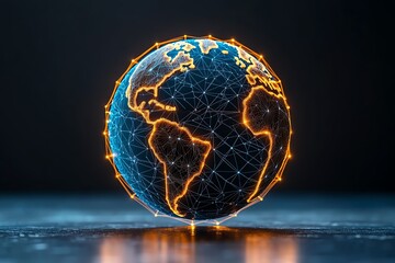 Poster - Abstract globe illustration, representing global vision and mission, with interconnected lines and minimalist design