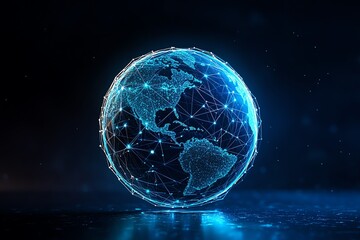 Poster - Abstract globe illustration, representing global vision and mission, with interconnected lines and minimalist design