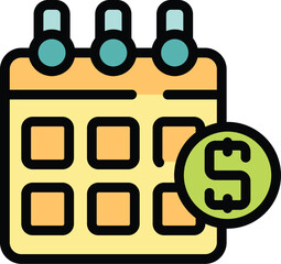 Canvas Print - Simple vector illustration of a calendar showing payday with a dollar sign icon, ideal for projects related to finance and payment