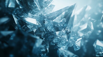 Poster - Intricate ice crystal formations illuminated by soft blue light showcasing nature's beauty and complexity