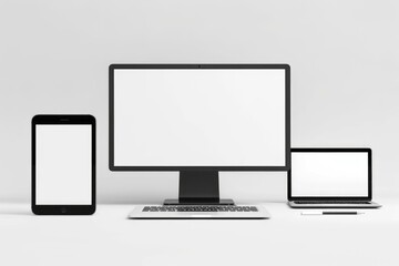Poster - a collection of electronic devices including a computer monitor, laptop, phone, and tablet displayed