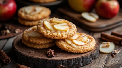 Delicious homemade apple-filled cookies, food stock, food photography