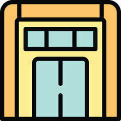Poster - Modern elevator doors opening in a building hallway