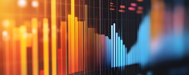 Poster - Vibrant data visualization showcasing colorful finance metrics and trends in a modern digital environment.