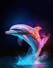 Poster - Dolphin leaping in water