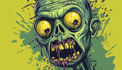 A zombie mask cartoon character featured on a graphic t-shirt, styled for a fun, scary look.