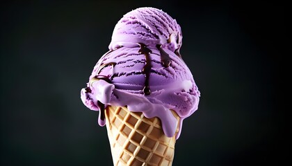 Wall Mural - Delightful purple ice cream cone against a bright background