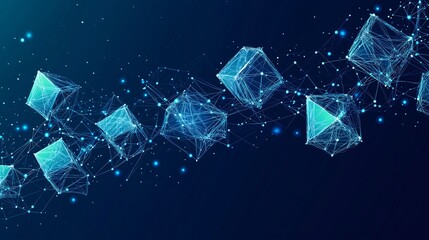 Blue Connected Geometric Shapes Background