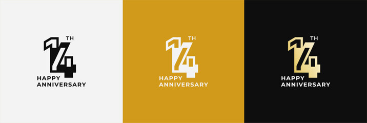 Logo 14th, 14 years anniversary, design template for celebration, birthday, greeting and invitation. Editable file