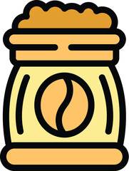 Poster - full coffee package with beans icon vector. outline full coffee package with beans sign. isolated co