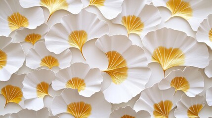 A stunning arrangement of white and gold petals creates an elegant floral backdrop for events or celebrations