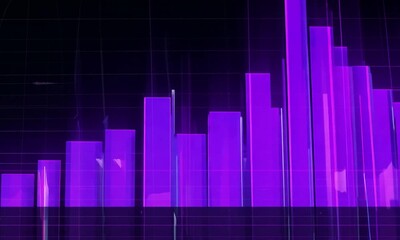 Wall Mural - Purple bar digital graph of the stock market on a dark background