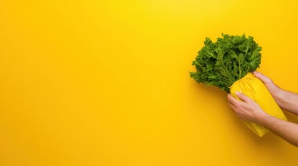 Canvas Print - A person holding a bunch of green vegetables in their hands, AI