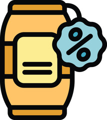 Poster - Simple icon of a barrel with a discount tag, representing a price reduction on quality products
