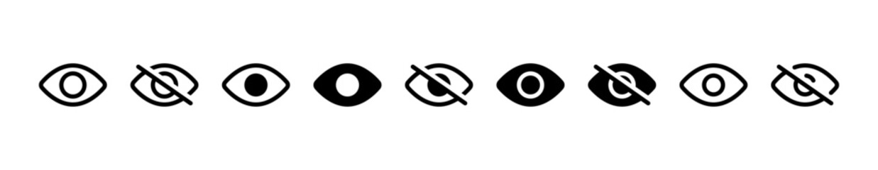eye icon set. vision icon, see view icons - eyesight symbol - invisible eye hide icon, incognito ico
