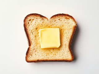 slices of bread with butter on white background