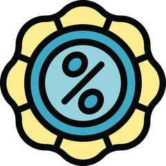 Poster - This vector illustration features a blue and yellow discount badge showing a percentage symbol, perfect for emphasizing sales and promotions