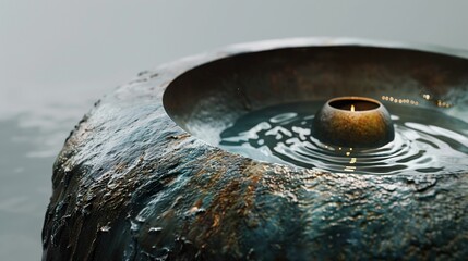 Canvas Print - Water Ripples in a Stone Basin - Minimalist Zen Photography