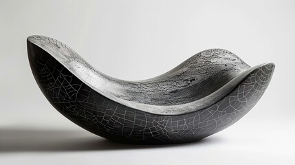 Wall Mural - Black and White Ceramic Sculpture: Abstract Form and Texture