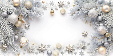 Wall Mural - christmas background with branches and balls