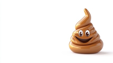 A cartoonish smiling poop emoji on a white background.