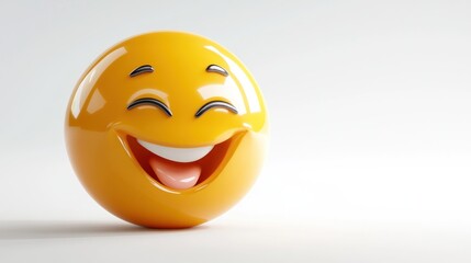 Sticker - A cheerful yellow emoji with a big smile, conveying happiness and positivity.