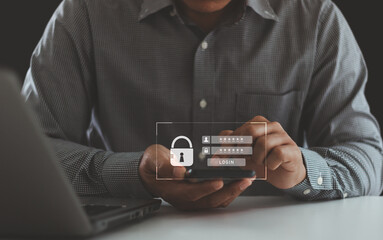 Aufkleber - High technology cyber security protection concept. Two-step verification, login, and encrypted account identities to securely sign in or get a verification code. Account access app to sign in securely