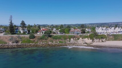 Wall Mural - Beautiful aerial view of the Santa Cruz beach town. Cozy resort town in America. Beautiful beach by the Pacific ocean.