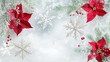 © Photo_hub - estive Christmas Poinsettias and Snowflakes on Frosty Background with Copy Space