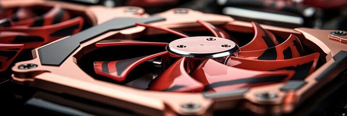 Poster - A close-up view of a computer graphics card cooling fan showcasing intricate design and colors