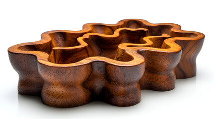 a wooden bowl with a curved shape

