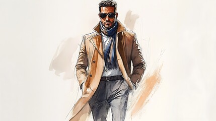 Wall Mural - fashion man sketch illustration