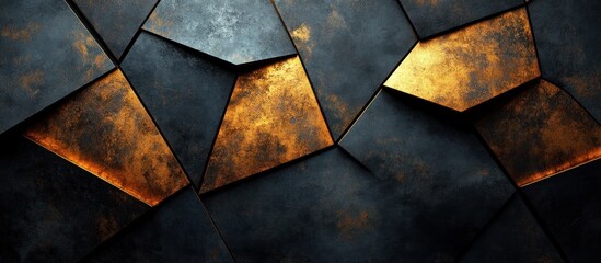 Canvas Print - Abstract Geometric Pattern with Metallic Textures