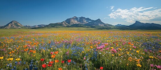 Wall Mural - Wildflowers blooming in a mountain meadow