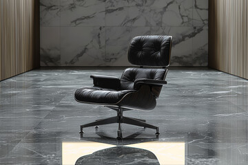 Poster - a lone, modern office chair in a spacious, empty room, symbolizing the concept of clear, unobstructe
