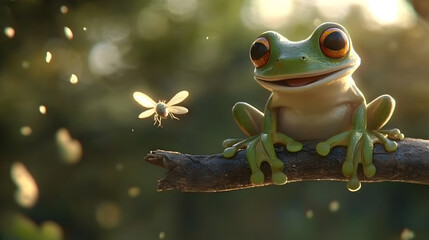 Wall Mural - frog on a leaf