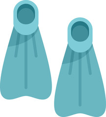 Poster - this is a pair of blue flippers for diving, shown in isometric view