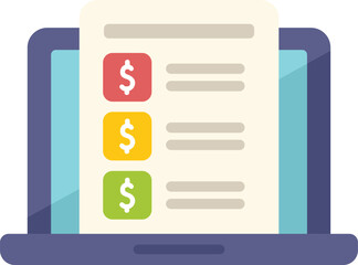 Poster - illustration of a laptop displaying an invoice, representing online payment processing systems for m