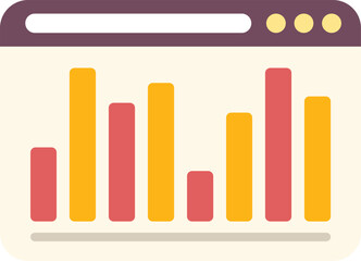Poster - statistical data bars displayed inside browser window, concept of web analytics