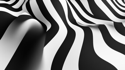 Black and white seamless pattern containing three-dimensional abstract elements