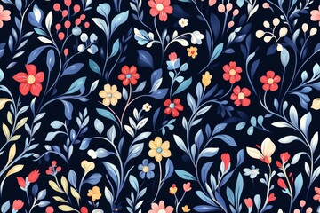 Wall Mural - Colorful and vibrant seamless floral pattern