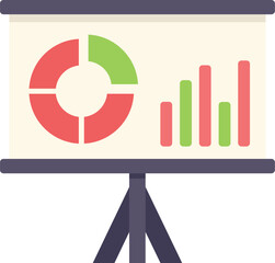 Poster - Presentation board is displaying a pie chart and a bar graph, representing data analysis for business purposes